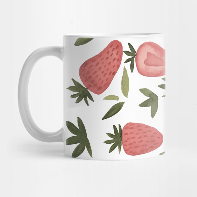 Watercolors strawberries - dusty pink and olive by wackapacka